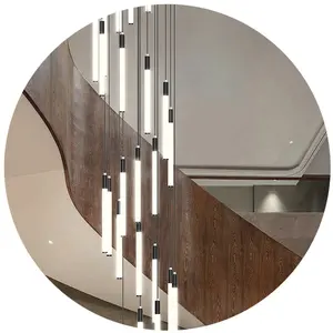 Modern merdiven 360 derece avize kolye ışık Spiral sarmal merdiven uzun LED avize