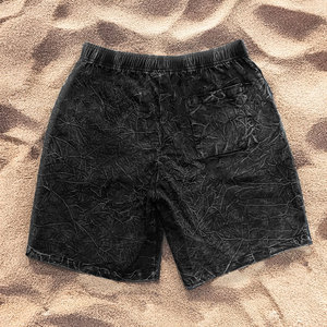 กางเกงขาสั้นผู้ชายสไตล์วินเทจคุณภาพสูง ผ้าฝ้าย 100% ระบายอากาศได้ดี ล้างสีแบบแอซิดวอช สไตล์ไฮสตรีท สำหรับฤดูร้อน รับผลิตตามแบบพร้อมปักโลโก้ - Product Image 4