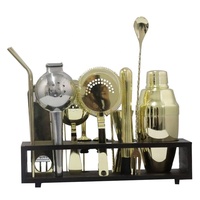Ensemble de shaker à cocktails américain réutilisable, écologique, en acier inoxydable, style ancien, carré, 20 pièces, avec support de rangement, shaker, tasse, bar