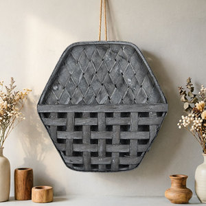 Hexagonal Wooden <b>Wall</b>-Mounted <b>Storage</b> Basket Brown Polygonal <b>Hanging</b> Decor For Home Interior Use - Product Image 3