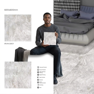 Vistaar Irvin Grey PGVT Porcelain Floor Tiles 600x600mm Polished Marble Look Vitrified - Product Image 3