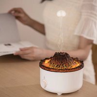 Diffuseur d'arômes en forme de volcan de lave, humidificateur à effet de flamme méduse, veilleuse LED, décoration de bureau, cadeau relaxant