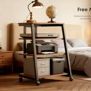 Meuble Hi-Fi en bois massif <span class=keywords><strong>pour</strong></span> salon, cuisine, entrepôt, avec 4 étagères, support <span class=keywords><strong>pour</strong></span> lecteur CD en bois et acier - Product Image 3