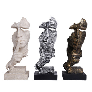 Statue di pensatore Vintage Decorazione Figurine Sculture Astratte Oro <span class=keywords><strong>non</strong></span> guardare, <span class=keywords><strong>non</strong></span> ascoltare Ornamenti - Product Image 2