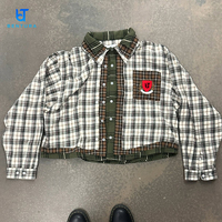 Chemises à manches longues pour hommes BENTURA, streetwear personnalisé, à double couche, à carreaux, de haute qualité, surdimensionnées, en coton, patchwork, broderie