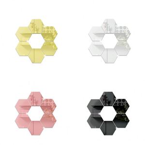 ของตกแต่งบ้านสติกเกอร์ติดผนังอะคริลิคกันน้ำทรงหกเหลี่ยมสีสันสดใส3D ตกแต่งบ้านสติกเกอร์กระจก - Product Image 5
