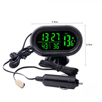 Termometer Mobil Digital, Voltmeter Baterai Mobil, Pengukur Tegangan, Monitor, 12V/24V, Jam Bercahaya, Peringatan Beku