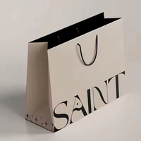 Bolsa de Compras de Papel Blanco con Asa, Personalizada con Logotipo de Marca, para Regalos, Joyería y Ropa de Lujo, Venta al Por Mayor