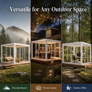 Système de pergola moderne en aluminium thermolaqué pour terrasse extérieure avec toit rétractable à lames orientables pour jardin et terrasse - Product Image 3