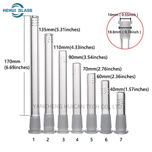 Großhandel hochwertige verschiedene Länge Glas Shisha Daunen Stiel Glas Sheesha Zubehör Shisha Adapter