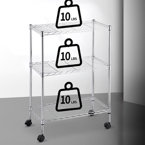 3 Tier Chrome נייד אחסון עגלת מתכת מזווה מדפי קרוואן מדפי עם גלגלים - Product Image 3