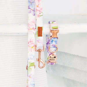 <span class=keywords><strong>Collar</strong></span> y correa de cuero con estampado de flores, hebilla de Metal de lujo, para perro - Product Image 6