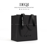 Sac en papier personnalisé noir et rose avec poignée pour emballage de cadeaux de mariage, idéal pour le maquillage et les cosmétiques, sac de luxe pour cils et autres articles.
