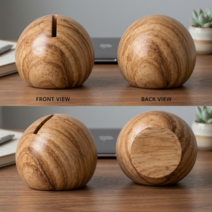 SAF Exports Minimalist Design Natural Wood <b>Round</b> Card Holder Handcrafted <b>Wooden</b> Polished Modern Home Decoration Freestanding - Product Image 5