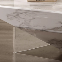 Table basse carrée en acrylique et marbre, design simple et luxueux, pour salon, ambiance haut de gamme