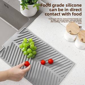 Tapis de drainage en silicone à double niveau pour bols et baguettes, protection anti-éclaboussures pour comptoir, séparateur d'évier, barrière de bord de bassin d'eau - Product Image 2