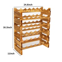 Casier à vin en bois empilable personnalisé d'usine BSCI pour 36 porte-bouteilles de vin vitrine à vin en bois rustique