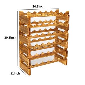 Estante de vino de madera apilable personalizado de fábrica BSCI para 36 soportes de botellas de vino vitrina de madera rústica - Product Image 6