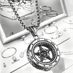 Pendentif Roue de Pneu Punk en Acier Inoxydable SS8-919P, Nouveau Modèle <span class=keywords><strong>2022</strong></span>, pour Hommes et Enfants, Style Hip-hop Audacieux, Luxe Léger Classique - Product Image 3