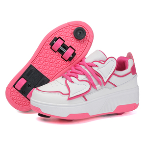 Sneakers con Ruote a 4 Rotelle dal Design Trendy a Forma di Cuore, 2 Modalità, Deformabili, per Adolescenti, Sport all'Aperto, Camminata e Pattinaggio - Product Image 5