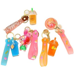 Milk Cap <b>Drinks</b> Bottle Keychain <b>Plastic</b> Fashion Trend Carabiner Keyring With <b>Straws</b> And Colorful Beads For Gift Or Decor - Product Image 5