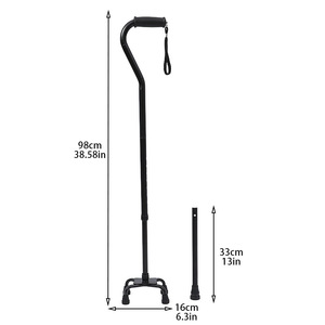 Bastón telescópico de aleación de aluminio con cuatro patas, altura ajustable, para personas mayores, operación manual, diseño de dos secciones - Product Image 3