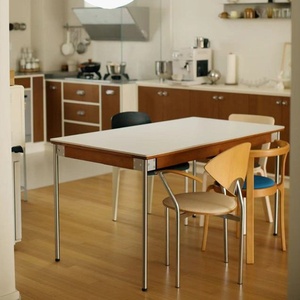 Nouvelle Arrivée <span class=keywords><strong>Table</strong></span> à Manger Télescopique Rectangulaire en Bois Massif Style Japonais, Extensible <span class=keywords><strong>et</strong></span> Pliante, avec Plateau en Pierre Usagée, pour Toutes Saisons - Product Image 3