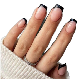 <span class=keywords><strong>Faux</strong></span> ongles faits à la main noir amande pointe française ongles à presser à la mode carré court <span class=keywords><strong>faux</strong></span> ongles colle réutilisable élégant <span class=keywords><strong>faux</strong></span> ongles à coller - Product Image 1