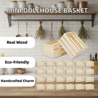 Mini panier de rangement pour maison de poupée, miniature en bois massif poli, durable, rectangulaire, caisse à lait, panier à fruits, petits paniers modèle pour