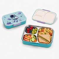 Boîte à lunch bento de bureau en acier inoxydable 304 avec coque intérieure en PP, 3 compartiments, 776 ml, vente en gros