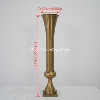 Jarrón alto de metal dorado para centro de mesa de boda, soporte para flores para decoración de eventos y banquetes