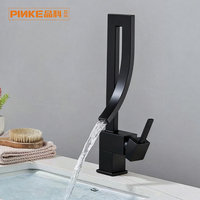 Robinet de lavabo à poignée unique en chrome noir de luxe robinet d'évier en laiton Durable monté sur le pont pour les villas