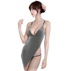 Сексуальное соблазнительное белье больших размеров: низкая юбка-комбинация с разрезом, облегающая ночная сорочка, не требующая снимания, для комфортного сна. - Product Image 5