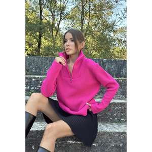 Pull en maille à col roulé fuchsia pour femme, manches longues, décontracté, anti-boulochage, calibre 14 Gg - Product Image 5