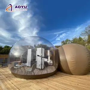 Aoyu two advertising camping outdoor customized inflatable house tent inflatable clear bubble tent with bathroom