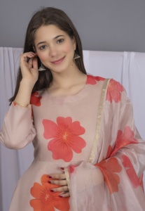 Launching New Designer Party Wear Look Gown Bottom and Dupatta Heavy <b>Organza</b> <b>Silk</b> With Digital Print Work Fully 3 Meter - Product Image 5