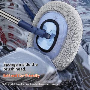Brosse de lavage de voiture avec manche télescopique coudé, poils doux, outil de nettoyage et d'essuyage sans dommage - Product Image 4