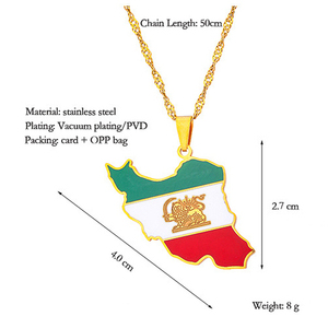 Collar con colgante de la bandera de <span class=keywords><strong>Iran</strong></span> para mujer, joyería de acero inoxidable, con mapa, esmalte, étnico, fiesta, regalo de cumpleaños, nuevo - Product Image 2