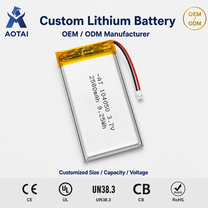Baterai Lipo OEM Custom 104050 Kapasitas Tinggi 3.7V 2500mAh Lithium Polymer Isi Ulang dengan Proteksi PCM dan Konektor JST untuk Proyektor - Product Image 1
