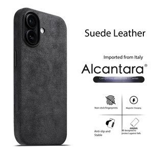 <span class=keywords><strong>Coque</strong></span> de téléphone en Alcantara italien véritable pour <span class=keywords><strong>iPhone</strong></span> 18 Pro, esthétique racing, enveloppement intégral, estampage à chaud sur moule en cuivre, aimant puissant, vente en gros - Product Image 2