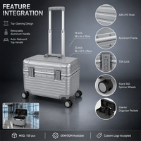 Valise de luxe à cadre en aluminium, bagage cabine 18-20 pouces, coque rigide ABS PC, sans fermeture éclair, avec serrure TSA et roues silencieuses pivotantes