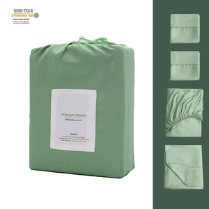 100% Hữu Cơ Tre Sang Trọng 4PC Bộ Đồ Giường Đặt 300TC Vua Kích Thước Mềm Được Trang Bị Bedsheet Làm Mát Tre Bộ Đồ Giường - Product Image 6