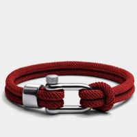 Bracelet en corde nautique à double brin pour homme et femme avec fermoir en acier inoxydable en forme de U, bracelets à enrouler pour cadeau