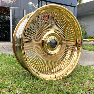 Dayton ล้อลวดเหล็กปลอมแปลง13X5.5 13X7 14x6 14x7 20มม. ออฟเซ็ต100มม. PCD สายทองคำย้อนกลับได้72ซี่โครเมี่ยม - Product Image 5