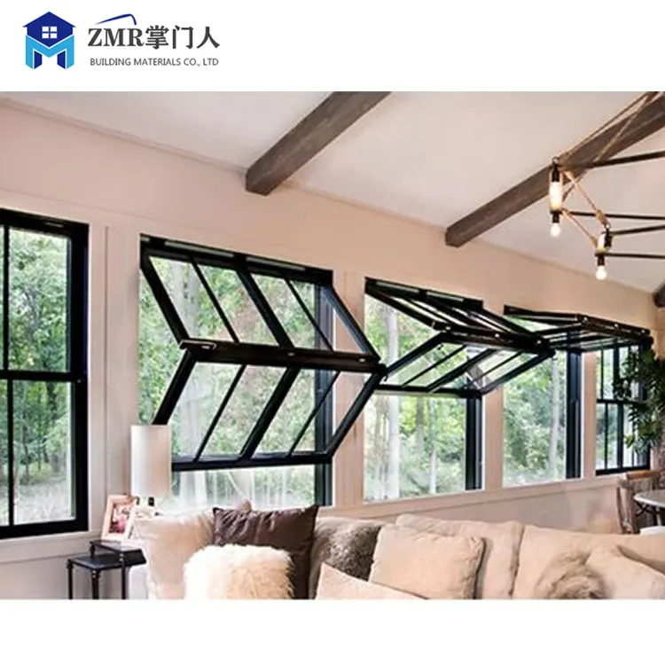 Zmr janela de alumínio bi dobrável, janelas de vidro para varanda, controlo inteligente, janela dobrável vertical automática