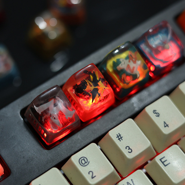 2024 New Design DIY Handmade OEM Artisan 3D Anime Figura Resin Keyboard Cap Pokemon Keycap