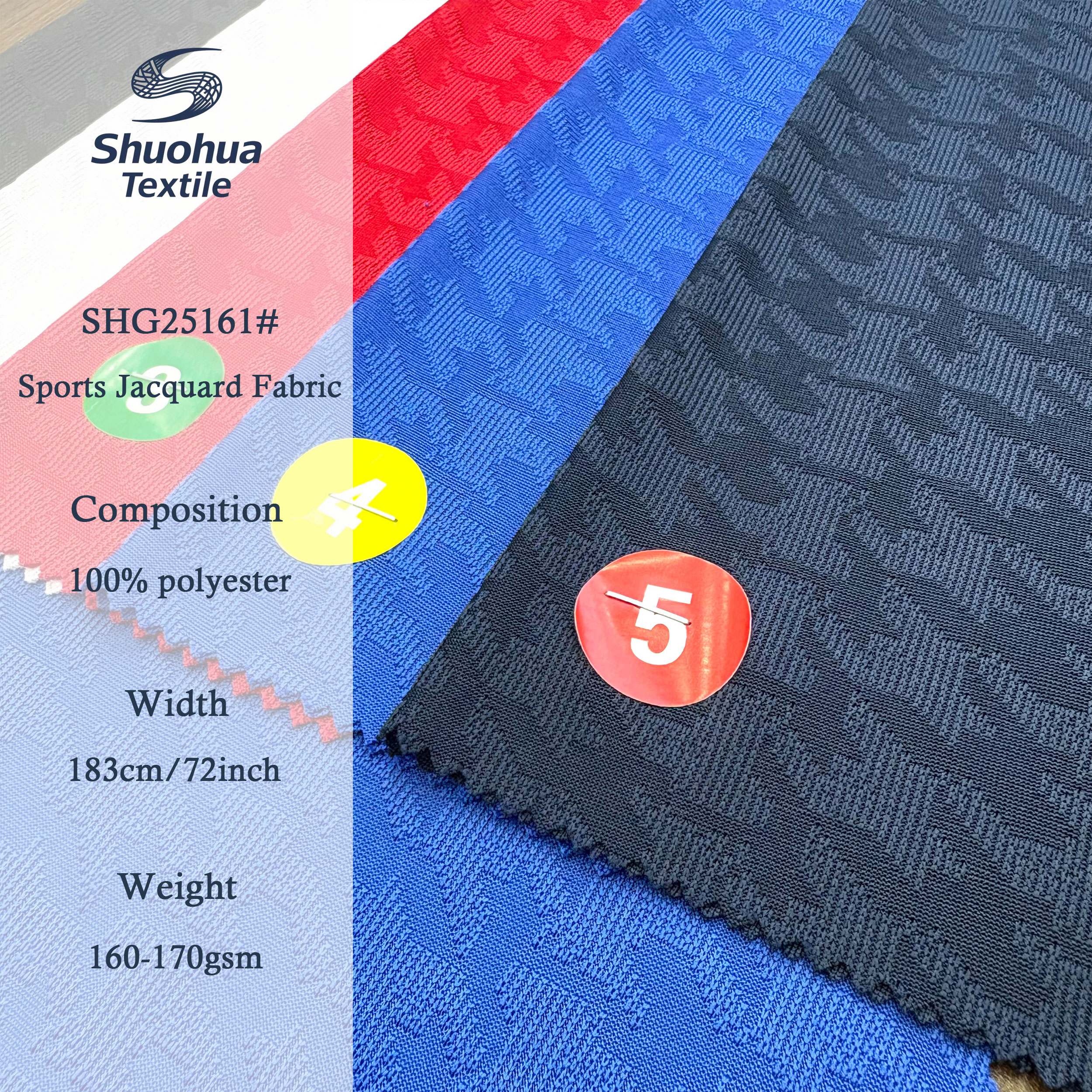 100 Polyester Fabric Supplier 165gsm Knit Stretch Fabric Recycled Material for Football Jersey Customized Colors