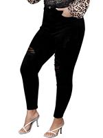 Nouveau Jean Skinny Noir Délavé Taille Haute Extensible pour Femmes Rondes 2026 – Coupe Ample Décontractée en Denim Déchiré