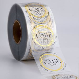 Etiquetas Adhesivas Transparentes Personalizadas, Ecológicas e Impermeables con Logotipo en Dorado, Etiquetas de Vinilo Transparente para Envasado de Tiramisú - Product Image 4