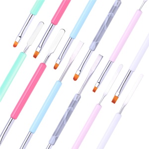 Espátula y Pincel de Gel para Uñas 2 en 1 de Doble Punta, Mango de Plástico con Virola de Aluminio, Pelo Sintético, Herramienta Profesional para Manicura y Salón de Uñas - Product Image 1